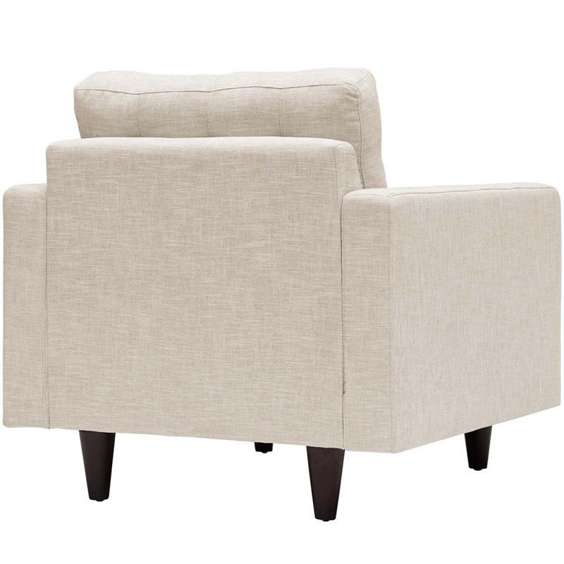 Modway Empress Modern Upholstered Fabric Tufted Armchair in Beige