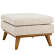 Modway Engage Upholstered Polyester Fabric and Wood Ottoman in Beige