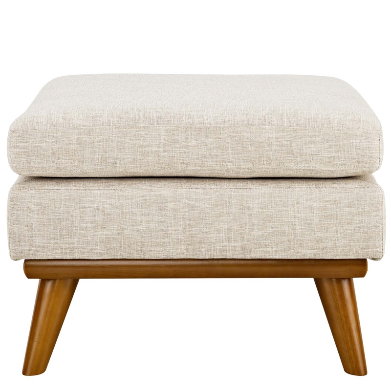 Modway Engage Upholstered Polyester Fabric and Wood Ottoman in Beige