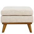 Modway Engage Upholstered Polyester Fabric and Wood Ottoman in Beige