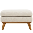 Modway Engage Upholstered Polyester Fabric and Wood Ottoman in Beige