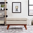 Modway Engage Upholstered Polyester Fabric and Wood Ottoman in Beige