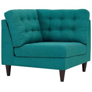 Modway Empress Upholstered Polyester Fabric Sofa Corner Chair in Teal Blue