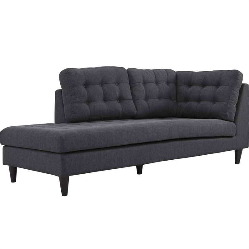 Modway Empress Upholstered Polyester Fabric Left Facing Chaise in Gray