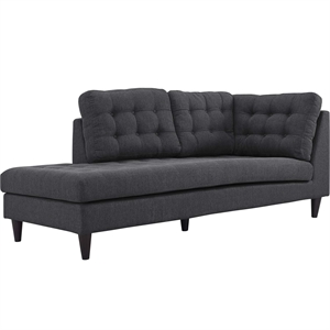 Modway Empress Upholstered Polyester Fabric Left Facing Chaise in Gray