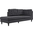 Modway Empress Upholstered Polyester Fabric Left Facing Chaise in Gray