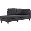 Modway Empress Upholstered Polyester Fabric Left Facing Chaise in Gray