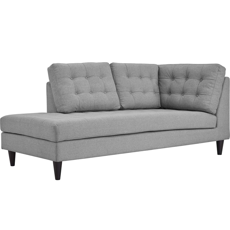 Modway Empress Upholstered Polyester Fabric Left Facing Chaise in Light Gray
