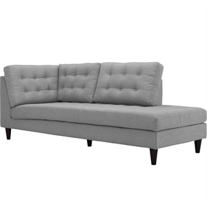 Modway Empress Upholstered Polyester Fabric Right Facing Chaise in Light Gray
