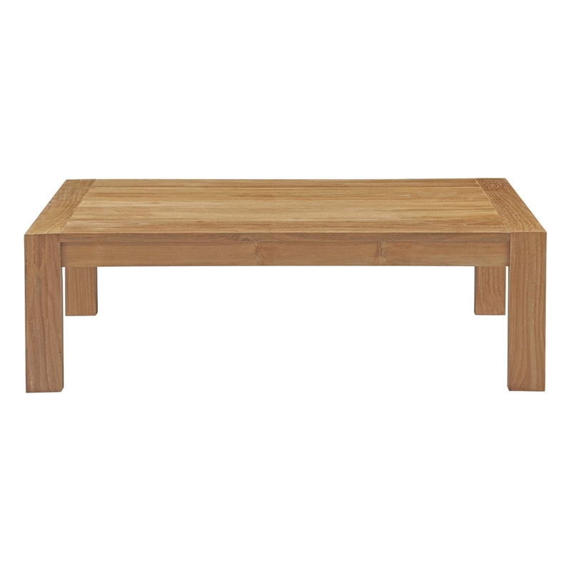 Modway Upland Solid Teak Wood Outdoor Patio Coffee Table in Natural