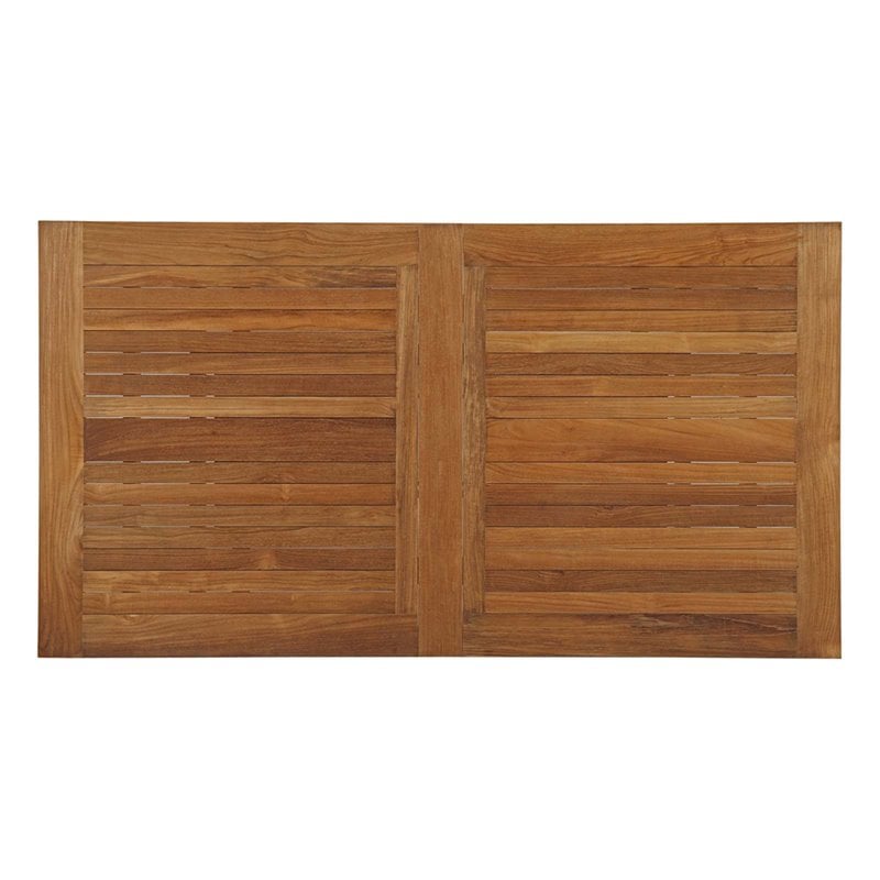 Modway Marina Extendable Outdoor Patio Solid Teak Wood Dining Table in Natural