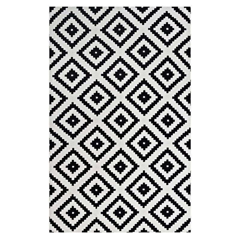 Modway Alika Trellis 8' x 10' Area Rug in Black and White