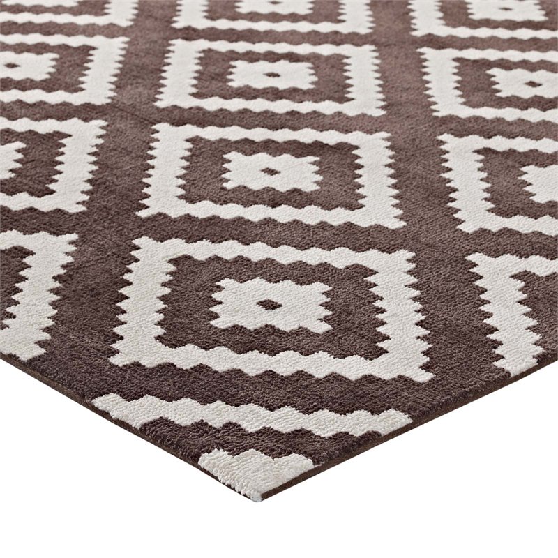 Modway Alika Trellis 8' x 10' Area Rug in Ivory and Brown