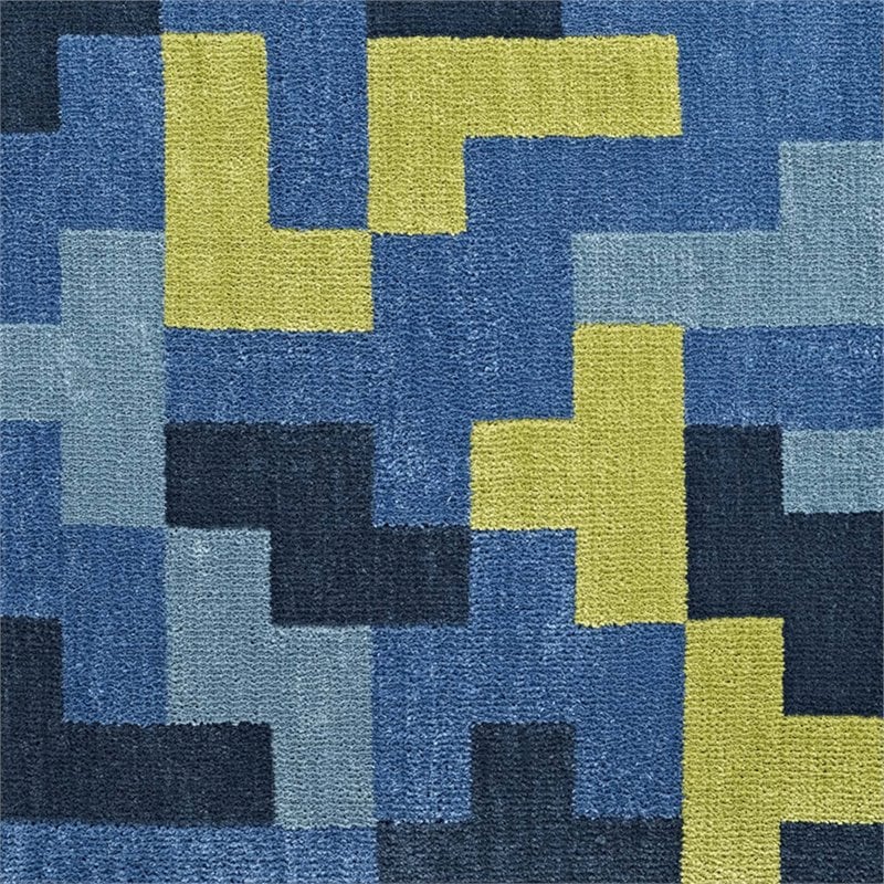 Modway Andela Mosaic 8' x 10' Area Rug in Blue and Olive Green