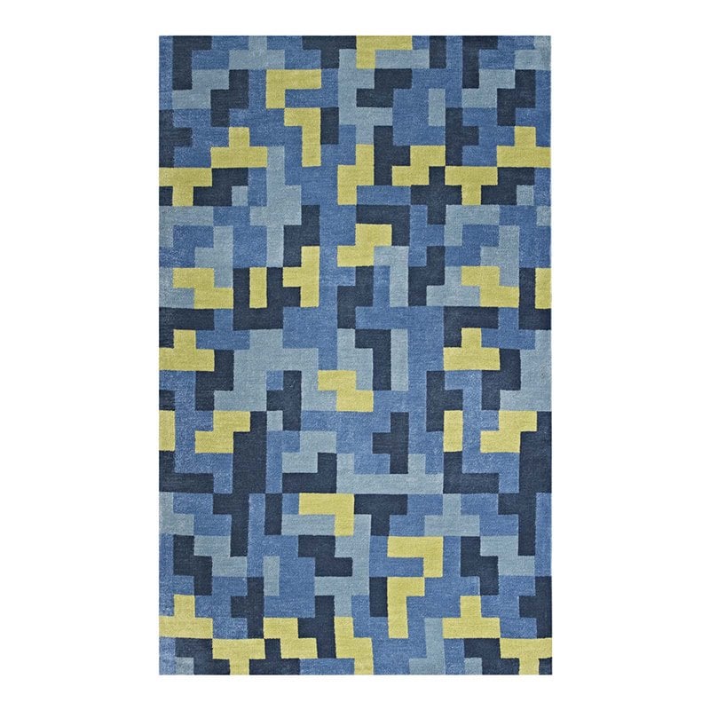 Modway Andela Mosaic 8' x 10' Area Rug in Blue and Olive Green