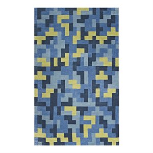 Modway Andela Mosaic 8' x 10' Area Rug in Blue and Olive Green