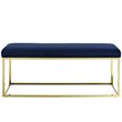 Modway Anticipate Velvet & Stainless Steel Bedroom Bench in Gold and Navy