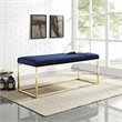 Modway Anticipate Velvet & Stainless Steel Bedroom Bench in Gold and Navy