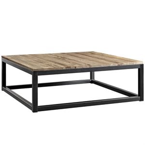 Modway Attune 44&quot Square Wood Top Coffee Table in Brown/Light Black