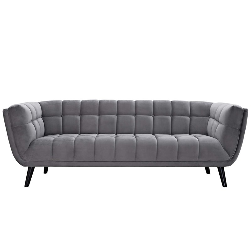 Modway Bestow Modern Style Performance Velvet Sofa in Gray Finish