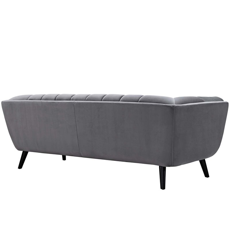Modway Bestow Modern Style Performance Velvet Sofa in Gray Finish