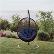 Modway Encase Outdoor Patio Rattan Swing Lounge Chair in Navy/Black