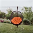 Modway Encase Outdoor Patio Rattan Swing Lounge Chair in Orange/Black