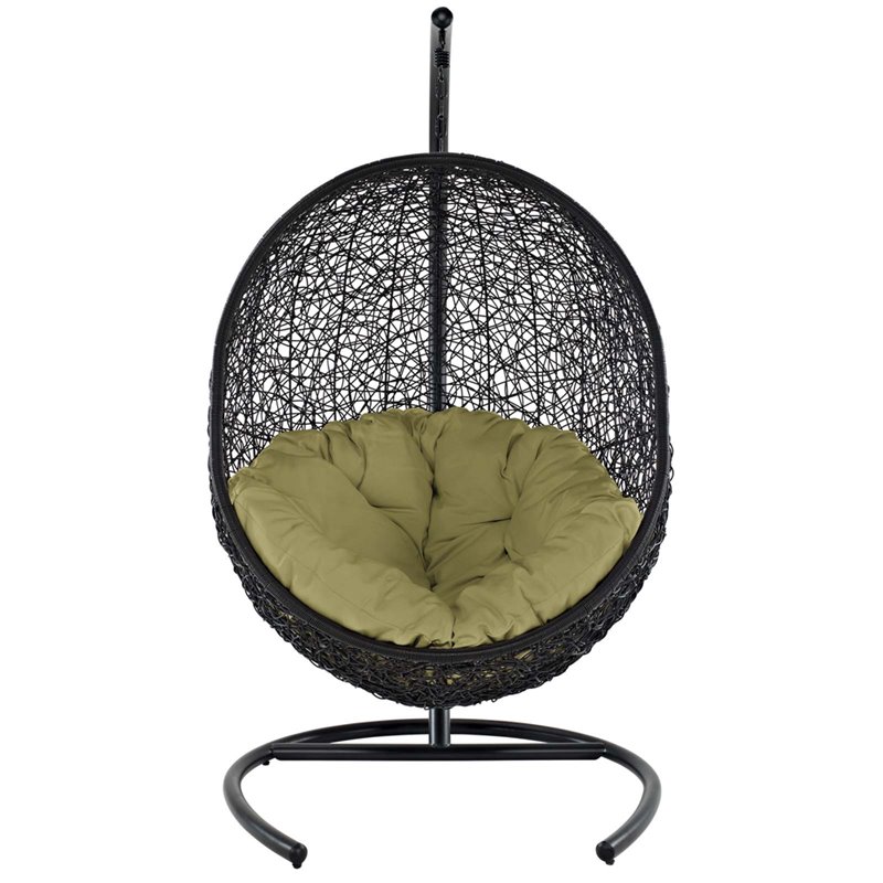 Modway Encase Outdoor Patio Rattan Swing Lounge Chair in Peridot/Black