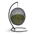 Modway Encase Outdoor Patio Rattan Swing Lounge Chair in Peridot/Black