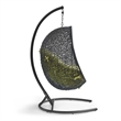 Modway Encase Outdoor Patio Rattan Swing Lounge Chair in Peridot/Black