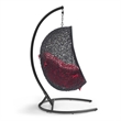 Modway Encase Outdoor Patio Rattan Swing Lounge Chair in Red/Black