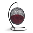 Modway Encase Outdoor Patio Rattan Swing Lounge Chair in Red/Black