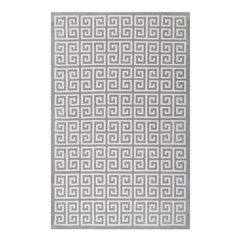 Modway Freydis Greek Key 5' x 8' Area Rug in White and Light Gray