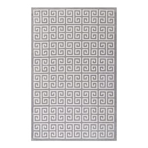 Modway Freydis Greek Key 8' x 10' Area Rug in White and Light Gray