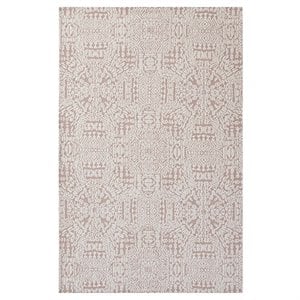 Modway Javiera Contemporary Moroccan 5' x 8' Area Rug in Ivory and Rose