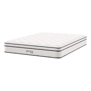 Modway Jenna 10&quot Modern Innerspring and Foam Queen Mattress in White