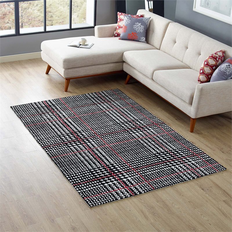 Modway Kaja 5' x 8' Area Rug in Ivory and Black