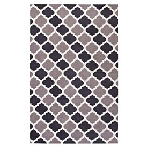 Modway Lida Moroccan Trellis 5' x 8' Area Rug in Charcoal and Black