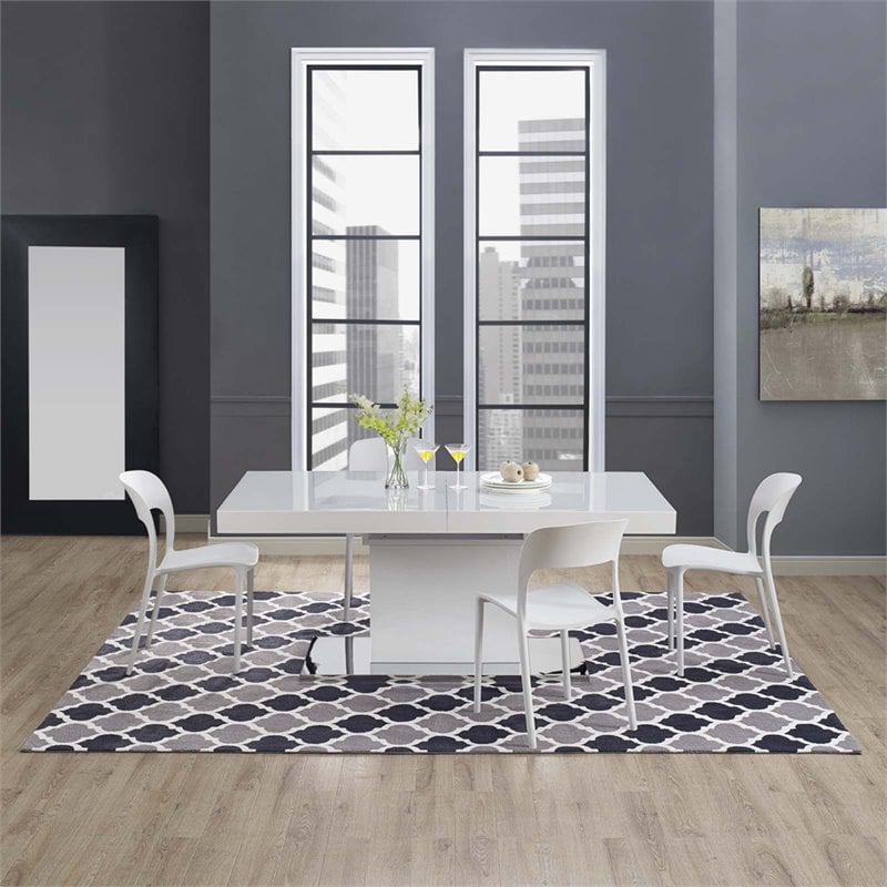 Modway Lida Moroccan Trellis 8' x 10' Area Rug in Charcoal and Black