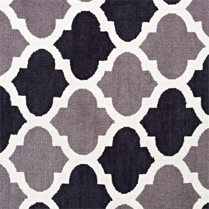 Modway Lida Moroccan Trellis 8' x 10' Area Rug in Charcoal and Black