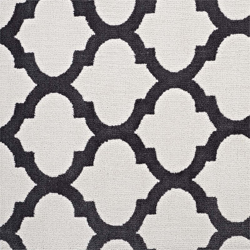 Modway Lida Moroccan Trellis 8' x 10' Area Rug in Ivory and Charcoal
