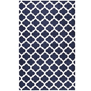 Modway Lida Moroccan Trellis 8' x 10' Area Rug in Navy and Ivory
