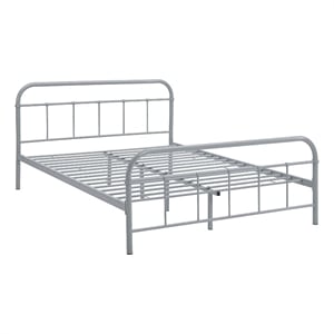 Modway Maisie Queen Powder Coated Sturdy Steel Bed Frame in Gray