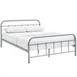Modway Maisie Queen Powder Coated Sturdy Steel Bed Frame in Gray