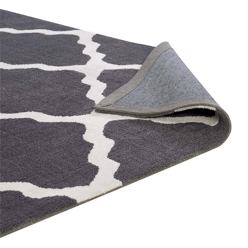 Modway Marja Moroccan Trellis 5' x 8' Area Rug in Charcoal and Ivory