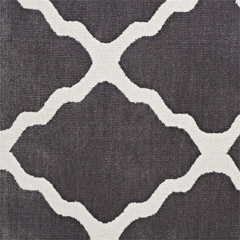 Modway Marja Moroccan Trellis 5' x 8' Area Rug in Charcoal and Ivory