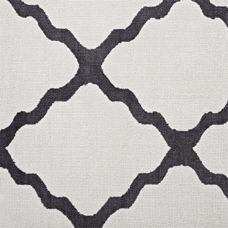 Modway Marja Moroccan Trellis 5' x 8' Area Rug in Ivory and Charcoal