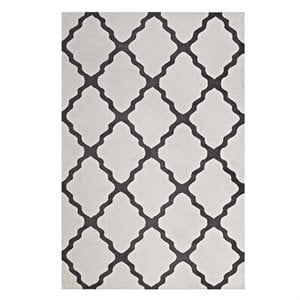 Modway Marja Moroccan Trellis 5' x 8' Area Rug in Ivory and Charcoal