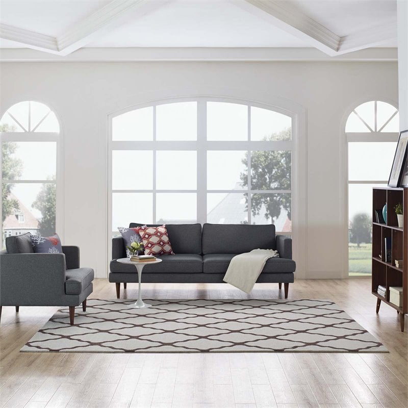 Modway Marja Moroccan Trellis 8' x 10' Area Rug in Brown and Gray