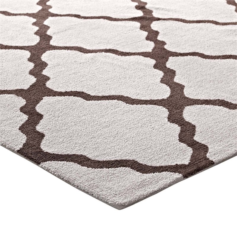 Modway Marja Moroccan Trellis 8' x 10' Area Rug in Brown and Gray